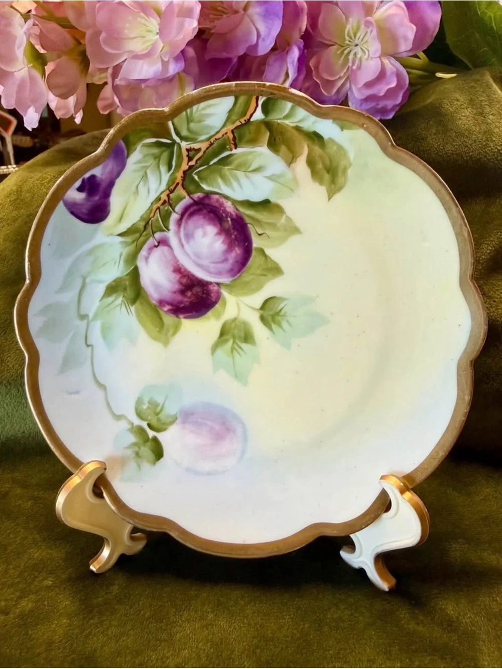 Antique Porcelain Plate Vienna Floral Hand Painted Chinaware Limoges,France